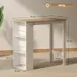 Mesa de Bar Mesa de Bistró Mesa de Comedor Mesa Alta con 3 Estantes Laterales y Estructura de Madera 112x57x106cm Blanco