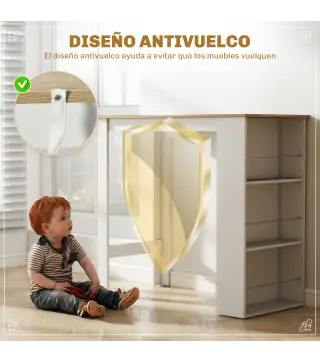 Mesa de Bar Mesa de Bistró Mesa de Comedor Mesa Alta con 3 Estantes Laterales y Estructura de Madera 112x57x106cm Blanco