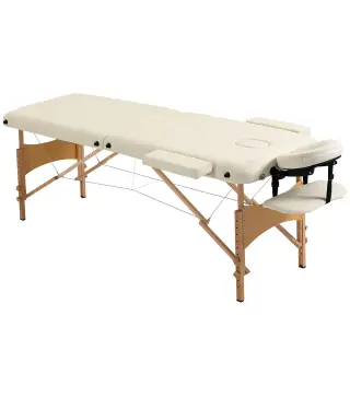 Camilla Plegable con Altura Ajustable 67-92 cm para Uso Profesional de Belleza Acupuntura y Fisioterapia 210x81 cm Crema