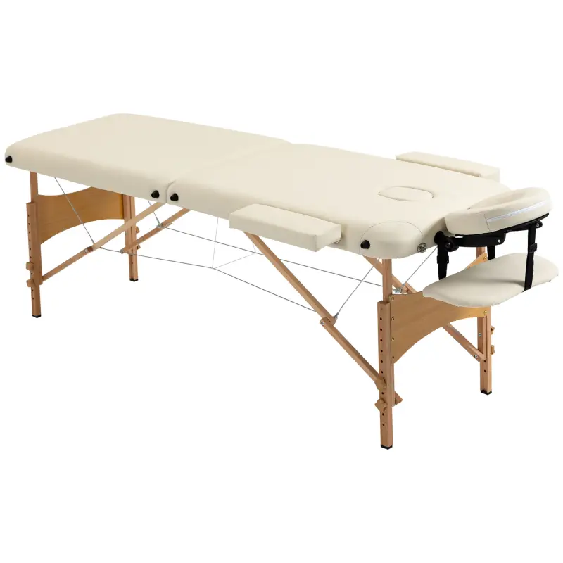 Camilla Plegable con Altura Ajustable 67-92 cm para Uso Profesional de Belleza Acupuntura y Fisioterapia 210x81 cm Crema