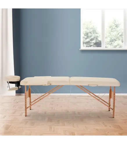 Camilla Plegable con Altura Ajustable 67-92 cm para Uso Profesional de Belleza Acupuntura y Fisioterapia 210x81 cm Crema