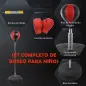Saco de Boxeo de Pie Punching Ball con Altura Ajustable de 4 Niveles en 126-144 cm Base Rellenable de Agua o Arena Guantes y Inf