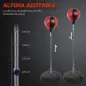 Saco de Boxeo de Pie Punching Ball con Altura Ajustable de 4 Niveles en 126-144 cm Base Rellenable de Agua o Arena Guantes y Inf