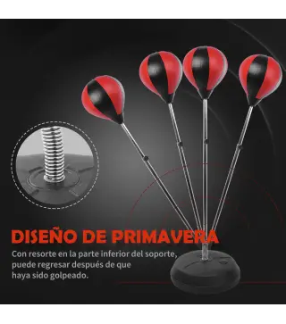 Saco de Boxeo de Pie Punching Ball con Altura Ajustable de 4 Niveles en 126-144 cm Base Rellenable de Agua o Arena Guantes y Inf