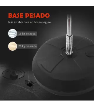 Saco de Boxeo de Pie Punching Ball con Altura Ajustable de 4 Niveles en 126-144 cm Base Rellenable de Agua o Arena Guantes y Inf