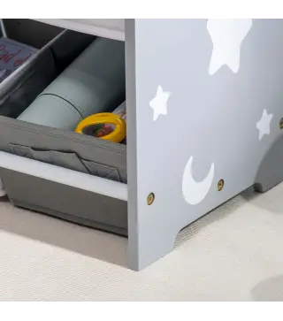 Organizador de Juguetes con 9 Cajas de Tela no Tejida Extraíbles para Dormitorio Guardería 63x30x60 cm Gris