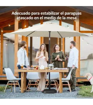 Base de Sombrilla de Jardín Peso 11 kg Soporte para Parasol Pie de Parasol para Mástil de Ø32-38 mm 36x36x31 cm Negro