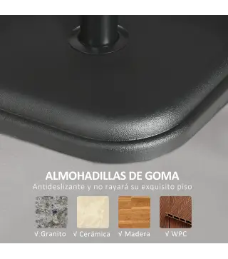 Base de Sombrilla de Jardín Peso 11 kg Soporte para Parasol Pie de Parasol para Mástil de Ø32-38 mm 36x36x31 cm Negro