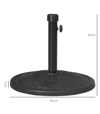 Base para Sombrilla de 14 kg Pie de Parasol para Mástil de Ø32-38 mm para Jardín Terraza Patio Ø46x34 cm Negro