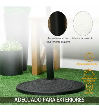 Base para Sombrilla de 14 kg Pie de Parasol para Mástil de Ø32-38 mm para Jardín Terraza Patio Ø46x34 cm Negro