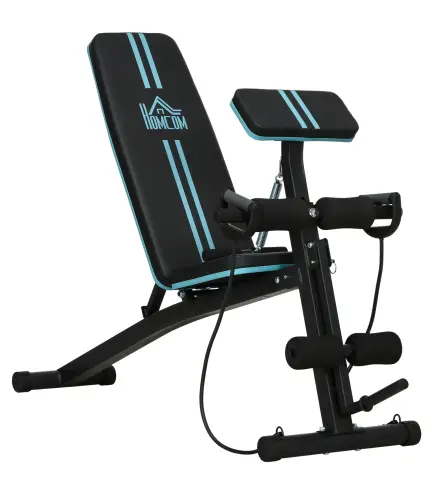 Banco de Musculación Plegable con Respaldo Regulable Extensión de Pierna Cojín de Predicador Banda 160x54x106 cm Negro