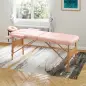 Camilla de Masaje Plegable con Reposacabezas Extraíble Asa Marco de Madera y Altura Regulable 210x81x67-92 cm Rosa