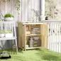 Armario de Exterior, Cobertizo para Herramientas con Estante, en Madera con 2 Puertas para Jardín, Patio, Color Madera