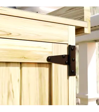 Armario de Exterior, Cobertizo para Herramientas con Estante, en Madera con 2 Puertas para Jardín, Patio, Color Madera