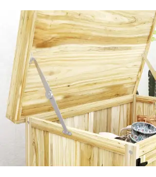 Armario de Exterior, Cobertizo para Herramientas con Estante, en Madera con 2 Puertas para Jardín, Patio, Color Madera