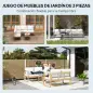 Conjunto de Jardín de 3 Piezas con Sofá Convertible en Tumbona Cojines Cómodos y Mesa de Vidrio Templado para Exterior