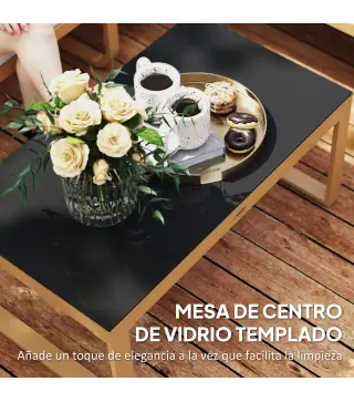 Conjunto de Jardín de 3 Piezas con Sofá Convertible en Tumbona Cojines Cómodos y Mesa de Vidrio Templado para Exterior