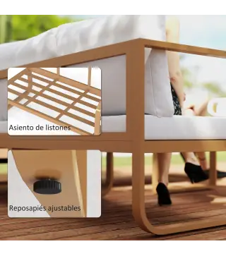 Conjunto de Jardín de 3 Piezas con Sofá Convertible en Tumbona Cojines Cómodos y Mesa de Vidrio Templado para Exterior