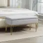 Banco Pie de Cama Tapizado en Lino Sintético con Patas de Acero y Asiento Acolchado Gris Claro