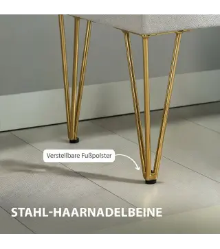 Banco Pie de Cama Tapizado en Lino Sintético con Patas de Acero y Asiento Acolchado Gris Claro