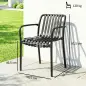 Juego de 4 Sillas de Jardín Exterior Apilables de PP con Respaldo Curvado Asiento de Listones 55x58,5x81,5 cm Negro
