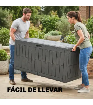 Arcón Exterior Capacidad 440L de Resina Resistente al Agua y a los Rayos UV con Tapa Bloqueable Barras de Gas Café