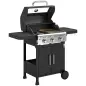 Barbacoa de Gas con 3 Quemadores 7,5 kW Termómetro Parrilla Plancha Mesas Laterales Armario Ruedas 125x57x110 cm Negro Barbacoa de Gas con 3 Quemadores 7,5 kW Termómetro Parrilla Plancha Mesas Laterales Armario Ruedas 125x57x110 cm Negro