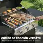 Barbacoa de Gas con 3 Quemadores 7,5 kW Termómetro Parrilla Plancha Mesas Laterales Armario Ruedas 125x57x110 cm Negro Barbacoa de Gas con 3 Quemadores 7,5 kW Termómetro Parrilla Plancha Mesas Laterales Armario Ruedas 125x57x110 cm Negro