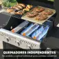 Barbacoa de Gas con 3 Quemadores 7,5 kW Termómetro Parrilla Plancha Mesas Laterales Armario Ruedas 125x57x110 cm Negro Barbacoa de Gas con 3 Quemadores 7,5 kW Termómetro Parrilla Plancha Mesas Laterales Armario Ruedas 125x57x110 cm Negro