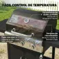 Barbacoa de Gas con 3 Quemadores 7,5 kW Termómetro Parrilla Plancha Mesas Laterales Armario Ruedas 125x57x110 cm Negro Barbacoa de Gas con 3 Quemadores 7,5 kW Termómetro Parrilla Plancha Mesas Laterales Armario Ruedas 125x57x110 cm Negro