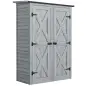 Caseta de Jardín de Madera 115x53x156 cm Armario para Herramientas con Puertas Dobles y Estantes Techo Inclinado Gris