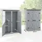 Caseta de Jardín de Madera 115x53x156 cm Armario para Herramientas con Puertas Dobles y Estantes Techo Inclinado Gris