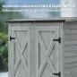 Caseta de Jardín de Madera 115x53x156 cm Armario para Herramientas con Puertas Dobles y Estantes Techo Inclinado Gris