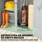 Caseta de Jardín de Madera 115x53x156 cm Armario para Herramientas con Puertas Dobles y Estantes Techo Inclinado Gris