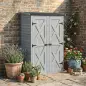 Caseta de Jardín de Madera 115x53x156 cm Armario para Herramientas con Puertas Dobles y Estantes Techo Inclinado Gris