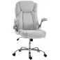 Silla de escritorio Ergonómica con Respaldo Alto Reposabrazos Abatibles Asiento con Muelles Altura Ajustable Crema