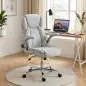 Silla de escritorio Ergonómica con Respaldo Alto Reposabrazos Abatibles Asiento con Muelles Altura Ajustable Crema