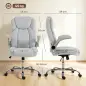 Silla de escritorio Ergonómica con Respaldo Alto Reposabrazos Abatibles Asiento con Muelles Altura Ajustable Crema