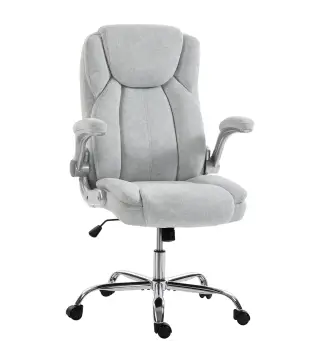 Silla de escritorio Ergonómica con Respaldo Alto Reposabrazos Abatibles Asiento con Muelles Altura Ajustable Crema