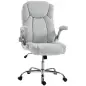 Silla de escritorio Ergonómica con Respaldo Alto Reposabrazos Abatibles Asiento con Muelles Altura Ajustable Crema