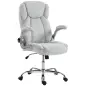 Silla de escritorio Ergonómica con Respaldo Alto Reposabrazos Abatibles Asiento con Muelles Altura Ajustable Crema