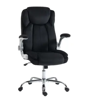 Silla de escritorio Ergonómica con Respaldo Alto Reposabrazos Abatibles Asiento con Muelles Altura Ajustable Negro
