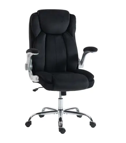 Silla de escritorio Ergonómica con Respaldo Alto Reposabrazos Abatibles Asiento con Muelles Altura Ajustable Negro
