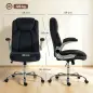 Silla de escritorio Ergonómica con Respaldo Alto Reposabrazos Abatibles Asiento con Muelles Altura Ajustable Negro
