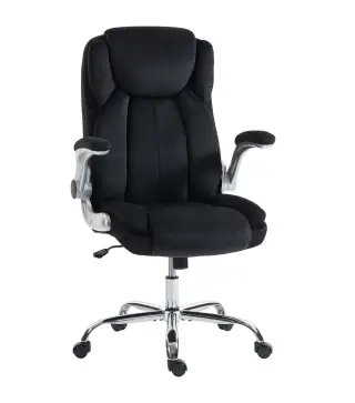 Silla de escritorio Ergonómica con Respaldo Alto Reposabrazos Abatibles Asiento con Muelles Altura Ajustable Negro