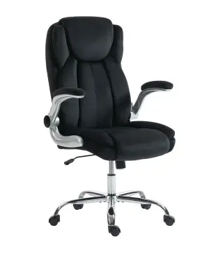 Silla de escritorio Ergonómica con Respaldo Alto Reposabrazos Abatibles Asiento con Muelles Altura Ajustable Negro