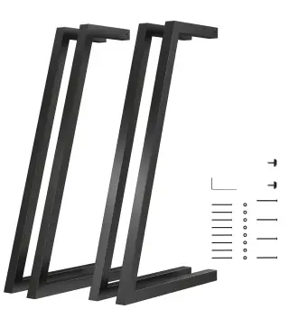 Juego de 4 Patas de Mesa Cuadradas Industriales para Muebles con Pies Ajustables 43x3x72 cm Negro