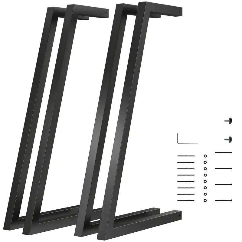 Juego de 4 Patas de Mesa Cuadradas Industriales para Muebles con Pies Ajustables 43x3x72 cm Negro