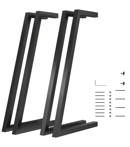 Juego de 4 Patas de Mesa Cuadradas Industriales para Muebles con Pies Ajustables 43x3x72 cm Negro