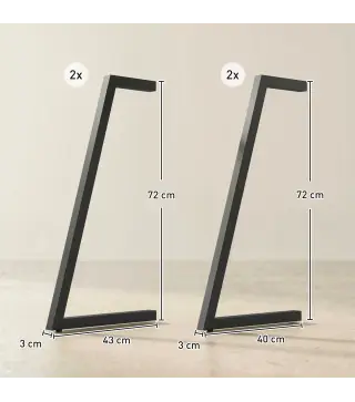 Juego de 4 Patas de Mesa Cuadradas Industriales para Muebles con Pies Ajustables 43x3x72 cm Negro